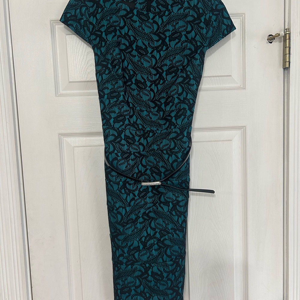 Alyx Teal and Black Lace Dress
